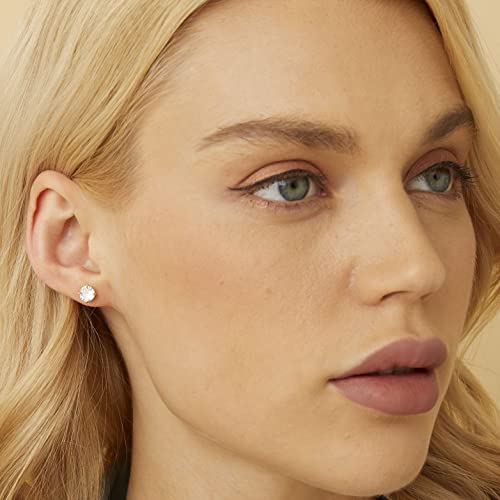 6 Pairs Cubic Zirconia Stud Earrings for Women/Men - Round Cut 4 Prong Settings 18K Gold Plated Hypoallergenic 3-8mm Clear Earrings Set - color: 3-8mm Gold - Round 4 Prong
