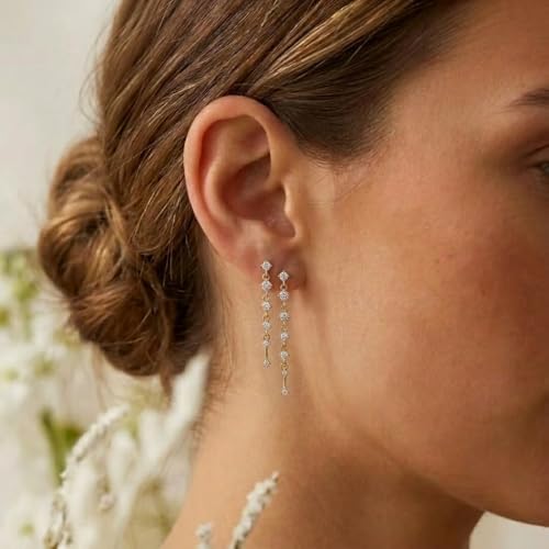 Sonateomber Gold Silver Pearl Rhinestone Dangle Earrings for Women, Elegant CZ Leaf Butterfly Bridal Earings Prom Wedding Fashion Jewelry Gift - color: Double Gold