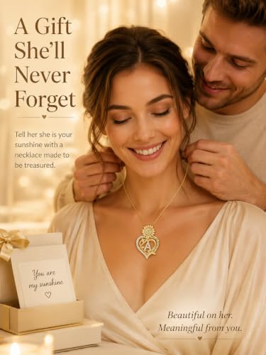 14K Gold Sunflower Initial Necklaces for Women | Heart Letter Pendant You Are My Sunshine Jewelry Gifts - style: A Initial