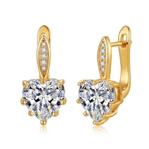 14K Gold Earrings for Women Heart Shape Dangle Hoop Earrings Drop Huggie Valentines Day Gifts Wedding for Her Birthday Jewelry