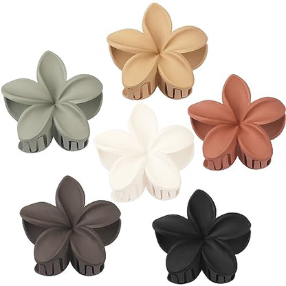 Sisiaipu Hair Clip, 6 Pcs Large Flower Claw Clips for Thick & Medium Hair, Hawaiian Flower Hair Clips, Beach Hair Accessories for Women and Girls - Basic - color: Basic