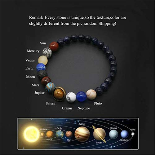 ONLYJUMP Planet Bracelet Solar System Universe Galaxy Bracelet Handmade Natural Stone Bead Bracelet String Adjustable Astronomy Gifts Bangle for Women Men - color: Planet 2