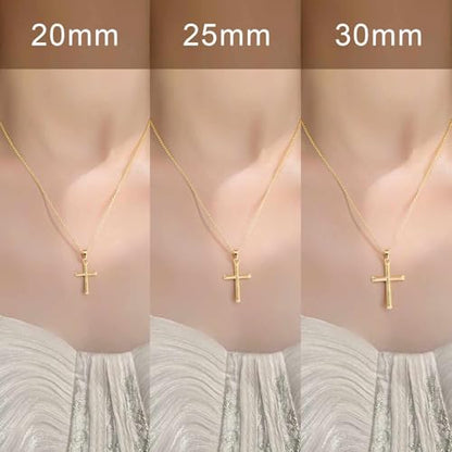 Cross Necklace for Women Gold Cross Necklaces for Women | Cross Chain 14K Gold Cross Necklace for Women Beauty Gold Faith Pendant Necklaces for Women Cross Necklaces 20/25mm - size: 20MM