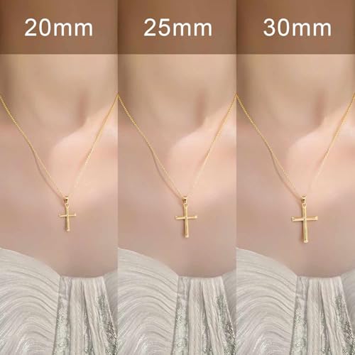 Cross Necklace for Women Gold Cross Necklaces for Women | Cross Chain 14K Gold Cross Necklace for Women Beauty Gold Faith Pendant Necklaces for Women Cross Necklaces 20/25mm - size: 25MM