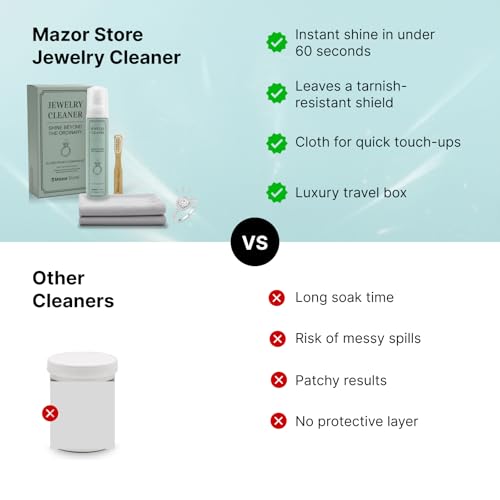 Silver Jewelry Cleaner, Instant Shine, 4-in-1 Gold, Platinum Jewelry Cleaner Solution, Brush, Large Polishing Cloth & Luxury Travel Box – Eco-Friendly, Tarnish Remover & Jewelry Cleaner Kit
