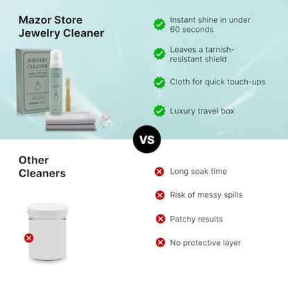 Silver Jewelry Cleaner, Instant Shine, 4-in-1 Gold, Platinum Jewelry Cleaner Solution, Brush, Large Polishing Cloth & Luxury Travel Box – Eco-Friendly, Tarnish Remover & Jewelry Cleaner Kit