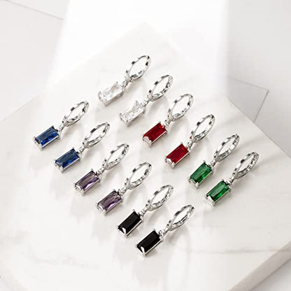 Multicolor Crystal Dangle Studs Earrings Set for Women 925 Silver Hypoallergenic Dangle Earrings Leverback Drop Earring Fashion Cubic Zirconia Leverback Stud Earring Sets Trendy Cubic Zirconia Jewelry Gifts for Women - style: 6-D-S