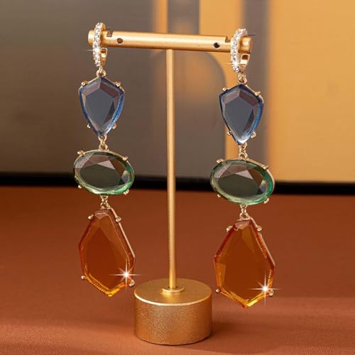 Gemstone Earrings for Women Rhinestone Crystal Dangle Drop Teardrop Gold Hoop Statement Dainty Earrings Boho Jewelry Gifts