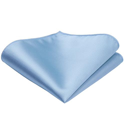 GUSLESON 3.15"（8cm） Solid Color Necktie and Pocket Square Cufflinks Sets For Men + Gift Box - color: Baby Blue