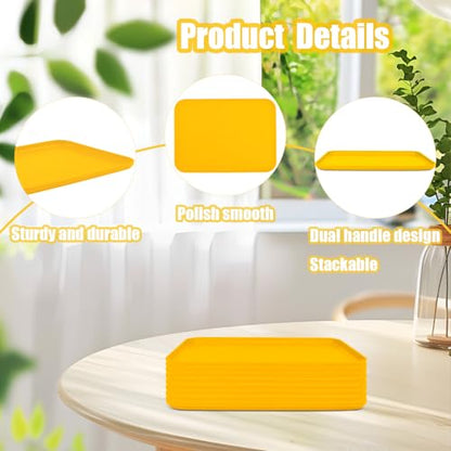 Plastic Art Trays,10 Pack Large Plastic Trays Stackable Activity Tray Crafts Organizer Serving Tray,Painting, Beads,Storage & Serving (12.2 x 8.9 Inches) (Yellow) - color: Yellow