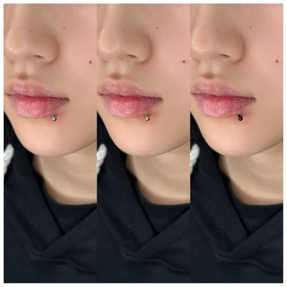 18G 16G 14G Lip Labret Medusa Nose Rings Studs Flat Back Earrings Internally Threaded 316L Surgical Steel Snake Bites Lip Rings Cartilage Tragus Helix Conch Earring Stud 6mm 7mm 8mm - color: Black-18G（1.0mm)-6mm 7mm 8mm Bars-3mm CZ