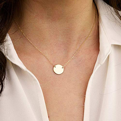 Turandoss Dainty Layered Choker Necklace, Handmade Y Pendant Necklace Multilayer Bar Disc Necklace Adjustable Layering Choker Necklaces for Women - style: 2PCS - simulated Pearl&Disc
