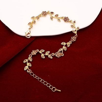 Austrian Crystal Rhinestone Choker Necklace Dangle Earring Link Bracelet Jewelry Set for Brides Bridesmaid Prom Costume Accessories for Women - color: En001-Champagne-Gold Plated