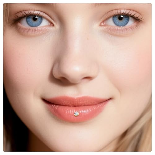 Vsnnsns 14K Gold Plated 16G 18G 20G Threadless Nose Rings Studs Flat Back Earrings Stainless Steel Tragus Helix Conch Earrings Stud Snake Bite Lip Rings Labret Medusa Piercing Jewelry for Women Men - color: 14K Gold Plated-16G-6MM Bar Lenght