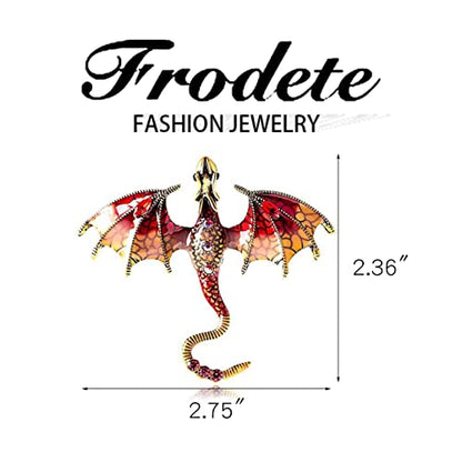 Collar Chain Pin for Men and Women - Hanging Tassel Brooch Lapel Pin for Business Suits - Bar Pin With Long Chain - Gifts - color: O: Dragon brooch red