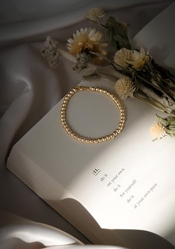Timeless 18K Gold Vermeil Bracelet for Women, Hypoallergenic Nickel-Free Charm, Durable Everyday Jewelry Gift Tarnish-Resistant - style: Monica Gold Beaded Bracelet