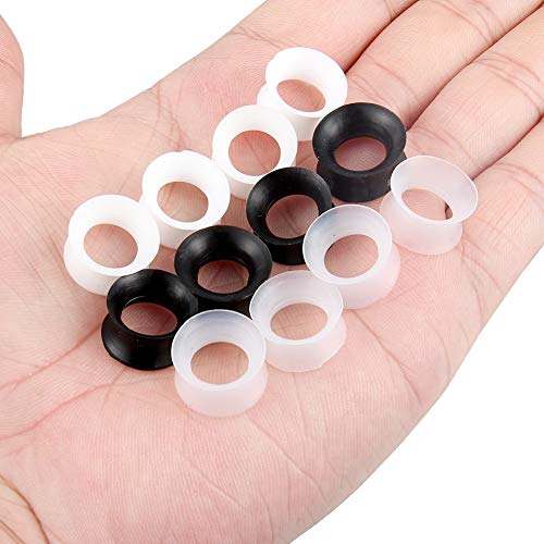 Cisyozi 10G-50mm Thin Silicone Gauges for Ear Flexible Double Flare Gauges Tunnels Expander Stretching Gauge Earlets Plugs Gauges Kit Earlets Retainer Same Sizes 3 Colors - style: 1/2Inch=12mm