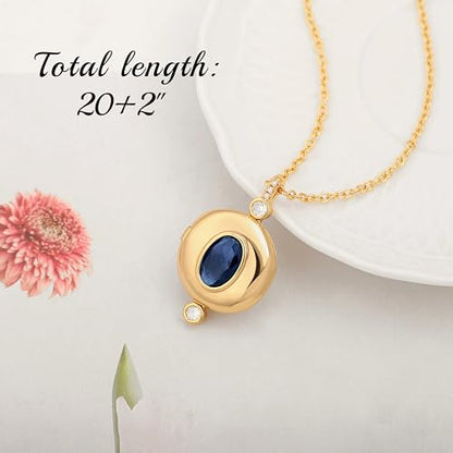 18k Gold Plated Chain Link Necklace for Women, Baroque Pearl/Compass Pendant Necklace - color: Locket