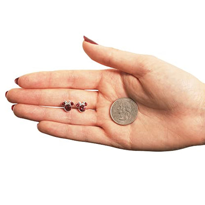Minnie Mouse Birthstone Stud Earrings Women | Birthstone Earrings for Women - color: July-Ruby Crystal