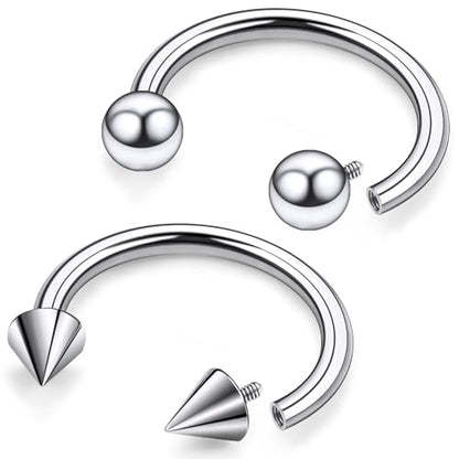 F136 Titanium 20/18/16/14/12/8/4/2g Septum Nose Rings Gauge Earrings Lip Rings Prince Albert Jewelry Internally Threaded Horseshoe Hoop Piercings - size: 16g*12mm