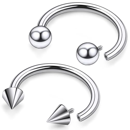 F136 Titanium 20/18/16/14/12/8/4/2g Septum Nose Rings Gauge Earrings Lip Rings Prince Albert Jewelry Internally Threaded Horseshoe Hoop Piercings - size: 12g*14mm