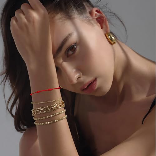 Red String Bracelet with Initial Letter and 7 Protective Knots – Adjustable Kabbalah Bracelet for Women & Men, Personalized Good Luck Charm for Positive Energy - color: D