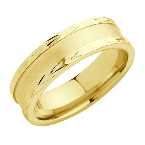 555Jewelry 4mm Sandblast Stainless Steel CZ Wedding Band Ring for Women & Men - color: Gold Style 7