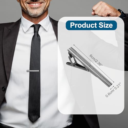 PATIKIL Tie Clip for Men, Rhinestones Necktie Bar Pinch Clips with Black Gift Box for Regular Ties Wedding Business Valentine's Day Father's Day Anniversary - color: Black Gray(White)