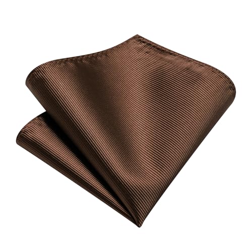 Solid Color Tie and Pocket Square with Tie Clip Lapel Pin Silk Formal Necktie Set Wedding Formal - color: Brown