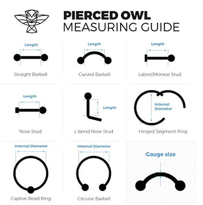 Pierced Owl - 16GA Stainless Steel Internally Threaded Claw Set Synthetic Opals Eyebrow Curved Barbell - style: Black/Opal White