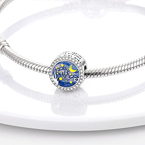 MULA 925 Sterling Silver Charms for Bracelets and Necklace Family Pendants | Airplane Travel Dangle Beads Family Tree Jewelry Charms for Women - color: Galaxy Charm