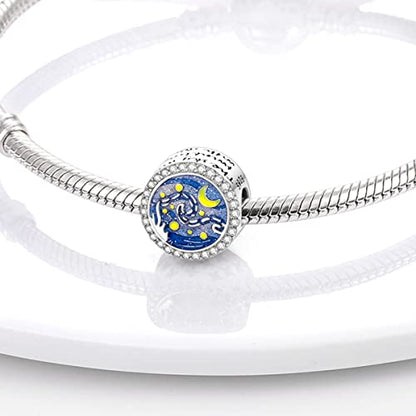 MULA 925 Sterling Silver Charms for Bracelets and Necklace Family Pendants | Airplane Travel Dangle Beads Family Tree Jewelry Charms for Women - color: Galaxy Charm