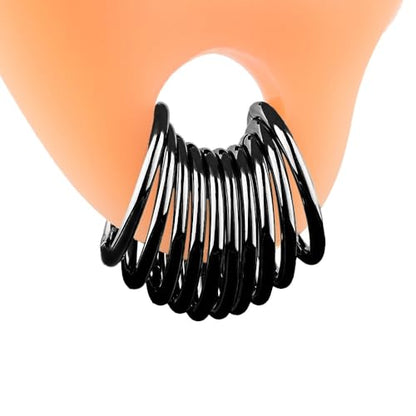 Vankula 10PCS Seamless Septum Nose Piercing Rings Segment Hoop Rings 316L Stainless Steel Ring Stack Clickers Ear Plugs Hangers Women Men Body Jewelry - color: Black, size: 1.2*10mm 10PCS