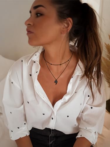 FOCALOOK Choker Necklace for Women, Double Layered Boho Beaded Choker Chain | Dainty 14K Gold Plated/Silver/Black Metal, Simple Small Satellite Beaded Chain Necklace, Hypoallergenic for Everyday Wear - color: 02.Satellite Beads-Black