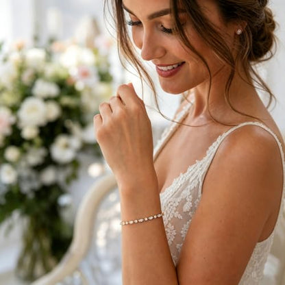 FANZE Gold Plated Cubic Zirconia Tennis Bracelets for Women Dainty Trendy Adjustable Bracelet Jewelry Gift for Ladies Wedding Mother Birthday Anniversary - style: Gold CZ bracelet