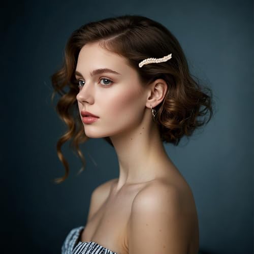 Rhinestone Hair Barrettes for Women Crystal Gold Hair Clips French Design Wedding Bridal Hair Accessories for Wedding Prom Fancy Hair Jewelry for Women Girls