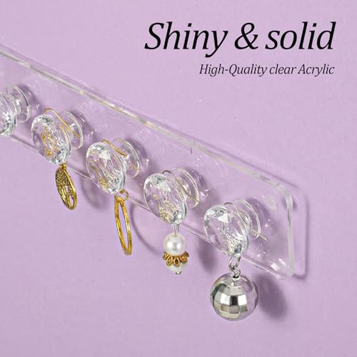 6 Pcs Clear Acrylic Necklace Holder, Acrylic Necklace Organizer Wall Mounted with 12 Hooks, for Hanging Necklace, Jewelry, Bangles, Bracelets and Rings, Best Gifts for Girls and Women