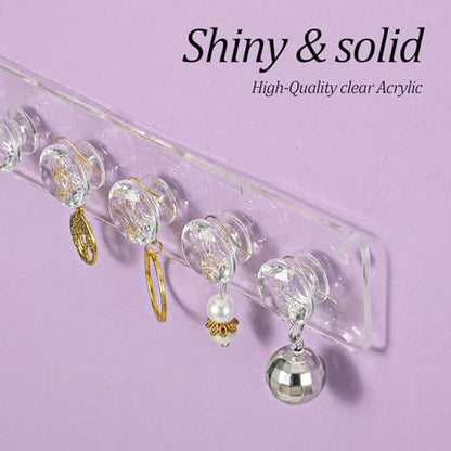 6 Pcs Clear Acrylic Necklace Holder, Acrylic Necklace Organizer Wall Mounted with 12 Hooks, for Hanging Necklace, Jewelry, Bangles, Bracelets and Rings, Best Gifts for Girls and Women