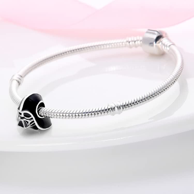 LIGHTDOG 925 Sterling Silve Charms fits Pandora Bracelets Necklace,5A Zircon Dangle Pendant Bead,Mother's Day Gift Jewelry Beads for Women - style: Black Samurai Charm