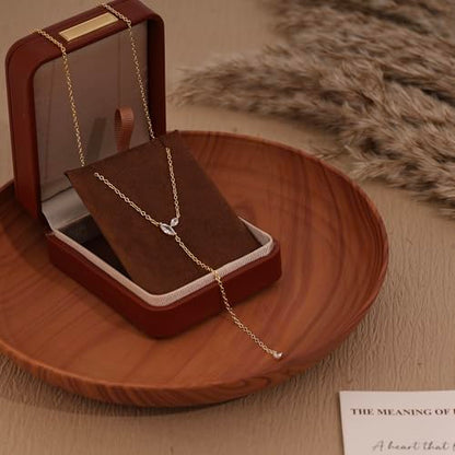 Gold Necklace for Women - Dainty Long Lariat Necklace 14K Gold Plated Clover Star Teardrop CZ Y Shaped Drop Necklaces Cute Long Necklaces for Women Trendy Prom Formal Womens Jewelry - color: Gold-PJ Drop