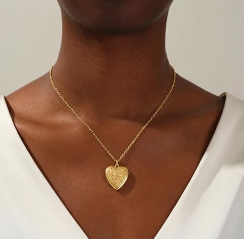Gold Initial Heart Letter Pendant Necklace Jewelry for Women | 14K Gold Plated Fashion Waterproof Statement Cute Necklaces Dainty Personalized Name Friendship Couple Gifts for Women - color: Initial S