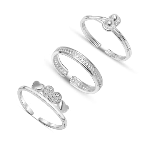 LeCalla 925 Sterling Silver Minimalist Toe Rings Set Simple Open Adjustable Toe-Rings for Women - color: 07. Trio (3 PCS)