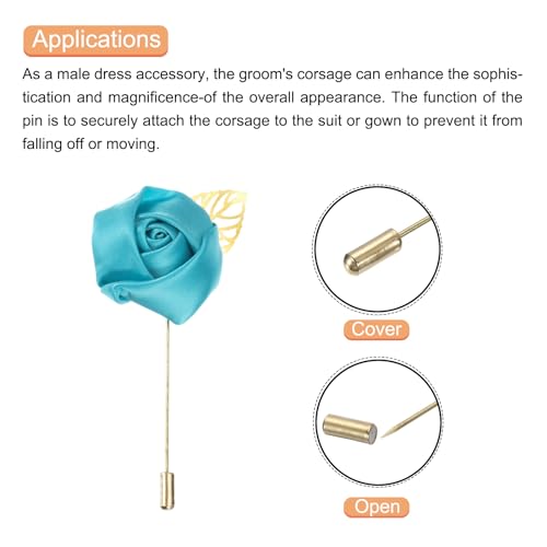 MECCANIXITY Groom Boutonnieres Rose Boutonnieres Pins for Wedding - color: Blue