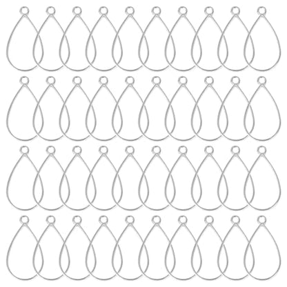 Oubaka 50pcs Open Bezel Pendants Open Back Frame Pendant Hollow Frame Pendants Open Bezels Geometric Pressed Flower Frame for Resin Casting,Jewelry Making,DIY Crafts(White K,Teardrop) - color: White K;Teardrop