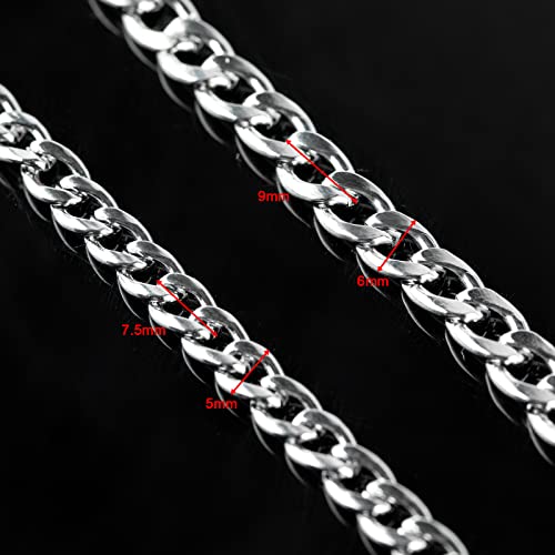 16.4 Feet Stainless Steel Curb Chains Chunky 6mm Twisted Links Necklace Chain Bulk with Open Jump Rings Lobster Clasps for Women Men Bracelet Jewelry Making - color: Twist_9x6mm