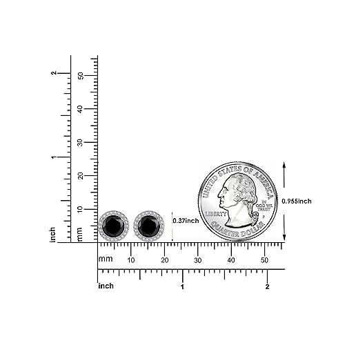 925 Sterling Silver 2-4 Carat Lab Simulation-Diamond Stud Earrings 5A Cubic Zirconia Stud Earrings Hypoallergenic White Gold Plated, Perfect Jewelry Gifts - style: Round Cut 6.5MM Black