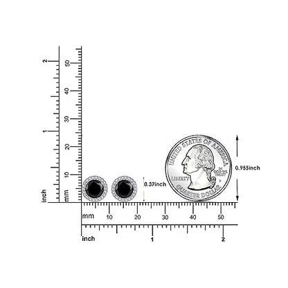 925 Sterling Silver 2-4 Carat Lab Simulation-Diamond Stud Earrings 5A Cubic Zirconia Stud Earrings Hypoallergenic White Gold Plated, Perfect Jewelry Gifts - style: Round Cut 6.5MM Black