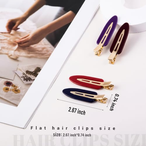 10 Pcs Creaseless No Crease No Bend Flat Hair Clips For Styling Non Slip Makeup Clips For Women Salon Hairstyle,Brown Purple Red - color: Brown Purple Red