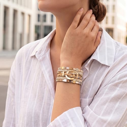 Edoneery Leather Wrap Bracelets for Women, Boho Layered Cuff Bangle | Multi-layer Leather Cuff, Daily wear, Stackable Bangle, Easy on-off, Western Jewelry Gifts for Women - color: Boho-2