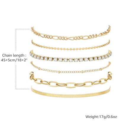 Bracelets for Women, Dainty Stackable Bracelet Stack Sets Tiny Box Chain Adjustable Bracelets Minimalist Cute Jewelry Paperclip Link Layered Waterproof Jewelry Sets Gifts - style: 6-PIECE IMITATION-DIAMOND